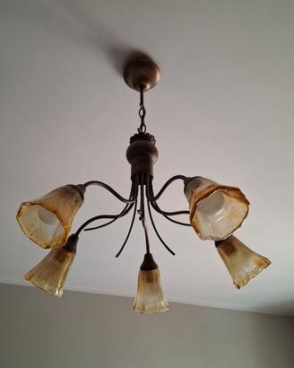 Lampadario 5 bracci con 2 applique coordinate