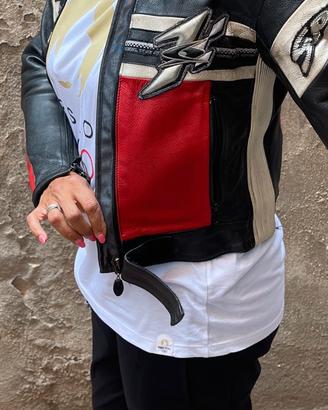 Giacca lady moto spike vera pelle