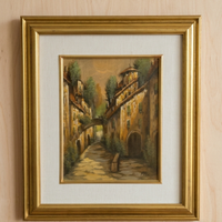 Dipinto d'epoca "Ferri" - Paesaggio Urbano con Cer