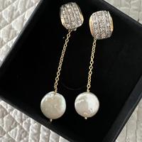 Orecchini oro brillanti e perle