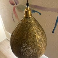 Lampadario etnico in metallo dorato anticato