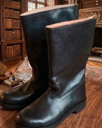 Stivali Alti in Pelle Nera - Stile Militare  39