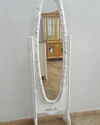 Specchio specchiera Basculante bianco e argento