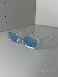 Occhiali da Sole Squadrati Trasparenti Azzurro Y2K