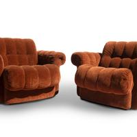 Poltrone Space Age anni 70 in teddy-bouclé marrone