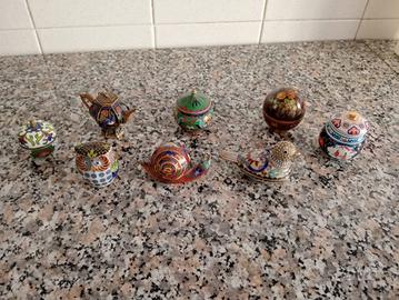 Set 8 Miniature Cloisonné Vintage