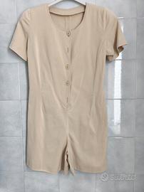 vestito cotone a pantalone corto cammello chiaro