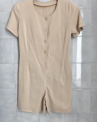 vestito cotone a pantalone corto cammello chiaro