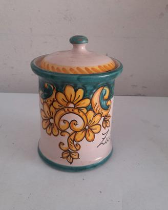 Barattolo in ceramica dipinto a mano