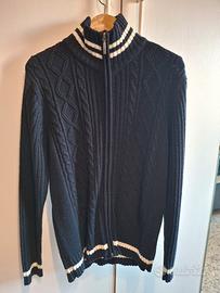 maglione con cerniera blu