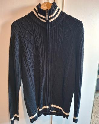 maglione con cerniera blu