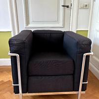 Poltrona LC2 in cotone antracite MDF Italia