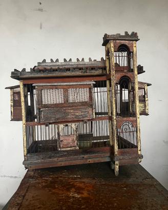 Gabbietta uccellini vintage legno