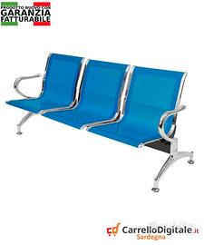 panca da attesa in acciaio colore blu 3 posti