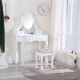 Postazione trucco specchiera grande in legno