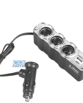 ADATTATORE PRESA ACCENDISIGARI AUTO 12V CON 3 INGR