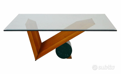 Tavolo cristallo, marmo e legno, Cattelan Italia