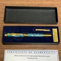 Penna stilografica Hachette Swarovski gold plated