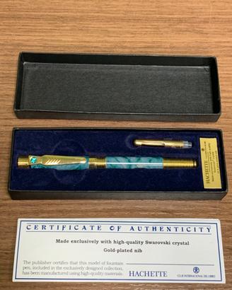 Penna stilografica Hachette Swarovski gold plated