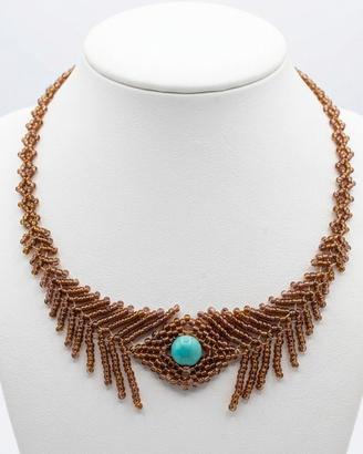 Collana artigianale boho vintage pavone turchese