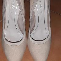 Décolleté beige tacco a spillo argento