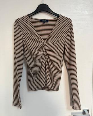 Maglietta OVS a righe beige e nere