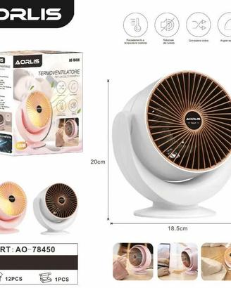 Termoventilatore Aorlis 800W Silenzioso Bianco