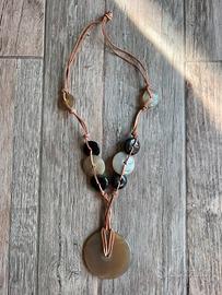 Collana Artigianale Corno Naturale e Pelle