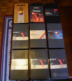9 videocassette vhs professional , varie misure