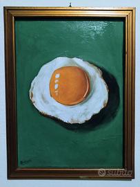 Quadro arte minimalista dipinto a mano uovo