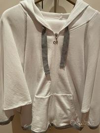 Tuta donna DEHA in cotone bianco con profili grigi