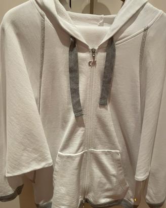 Tuta donna DEHA in cotone bianco con profili grigi