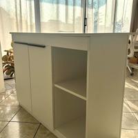 Isola Centrale Cucina 120 cm - bianca con ante