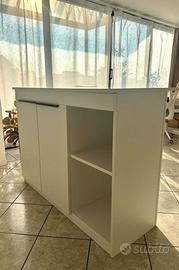 Isola Centrale Cucina 120 cm - bianca con ante