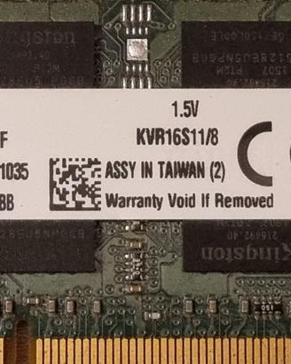 RAM per Mac o PC 8 GB DDR3-1600 MHz