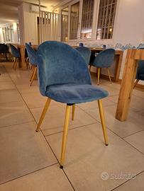Sedie in velluto blu