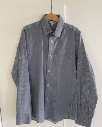 Camicia micro fantasia blu, 100% cotone, 10 anni