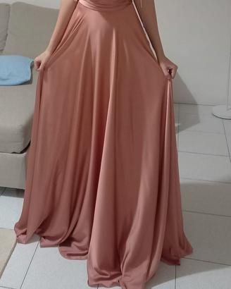 Abito elegante lungo Ladivine rosa satinato