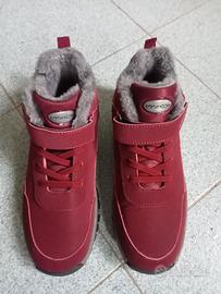 scarponcini imbottiti senza lacci bordeaux 