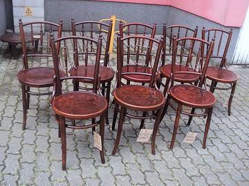 sedie thonet gruppo di 8 pezzi intarsiate
