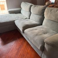 Divano 4/5posti con chaise longue grigio/azzurrino