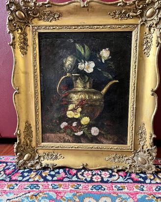 Quadro tela ad olio con cornice - epoca fine 800
