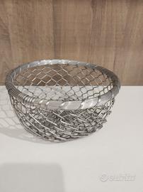 Cestino intrecciato in metallo porta pane o altro