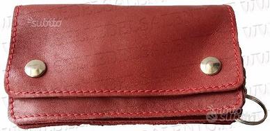 Portafoglio motociclista pelle rosso orizzontale