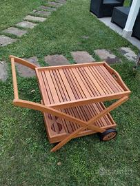 Carrello porta vivande legno giardino piscina