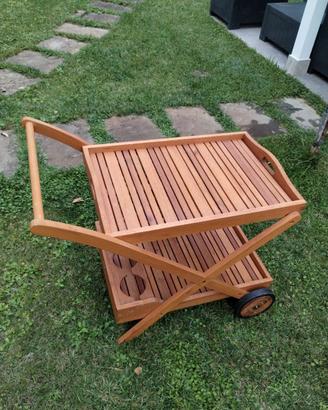 Carrello porta vivande legno giardino piscina