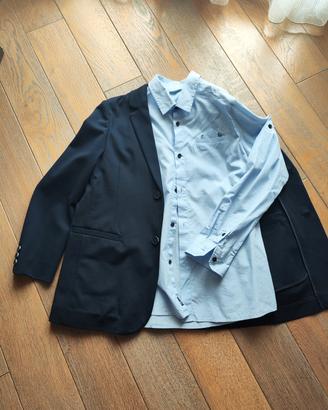 Giacca BRUMS blu e camicia azzurra Mek 12 anni