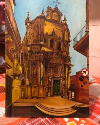 Quadro pittura ad olio chiesa lecce