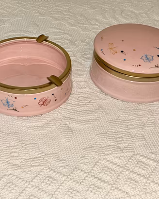 Set Fumo e Portagioie Vintage Anni 70/80 Rosa/Oro