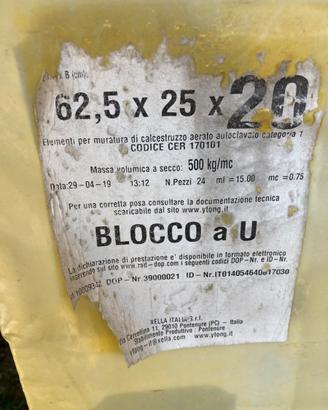 Blocci YTONG a U 62,5x25x20